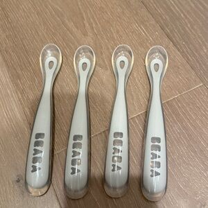 Beaba Gray Baby Spoons Set of 4